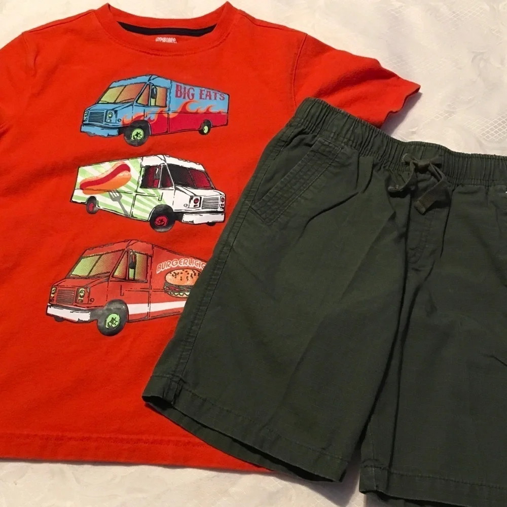 Gymboree Orange & green gorgeous boys set size 7..